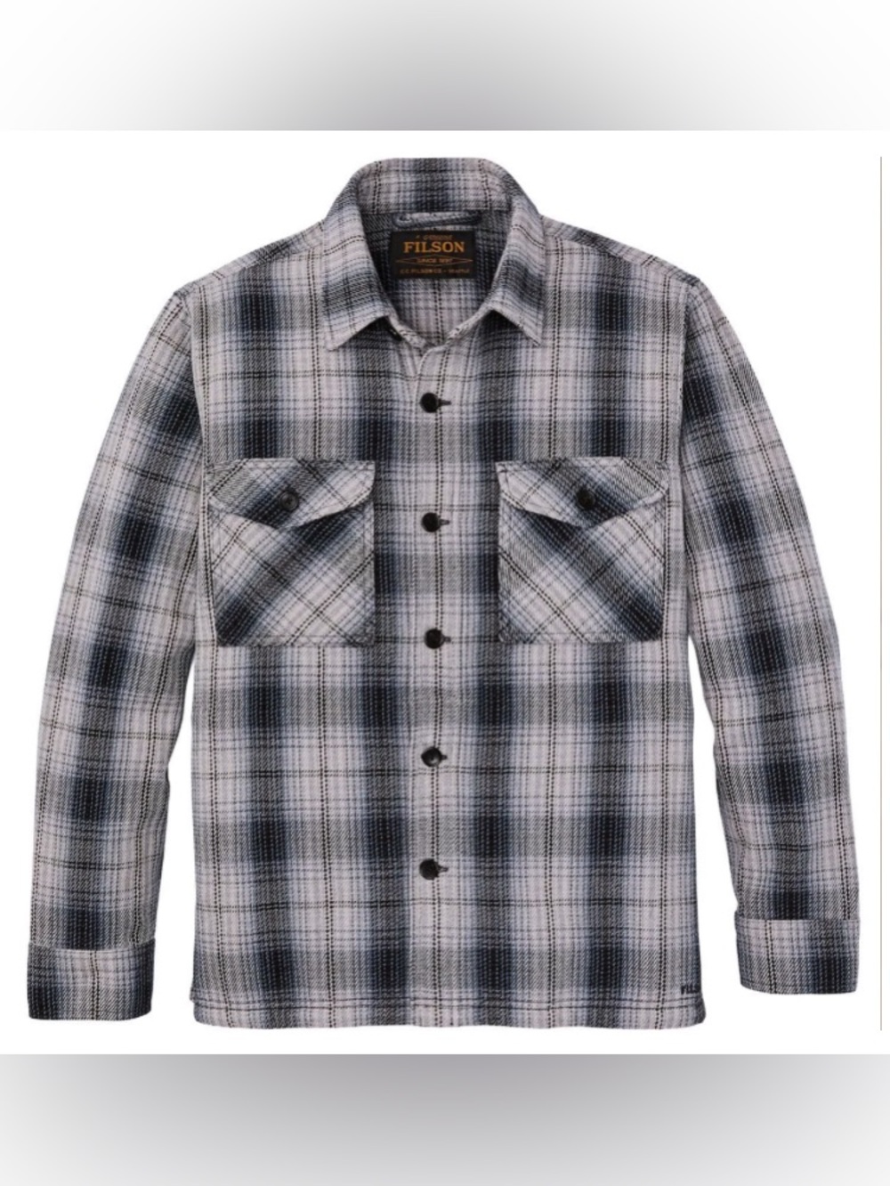Filson Deer Island Jac-Shirt Medium Slate Blue / Gray Ombré Plaid Heavy Cotton